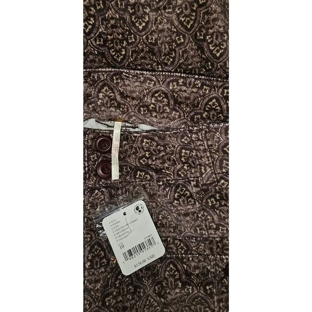NWT Free People City Line Slim Pants $178 SIZE 10 Chocolate Combo High-Rise